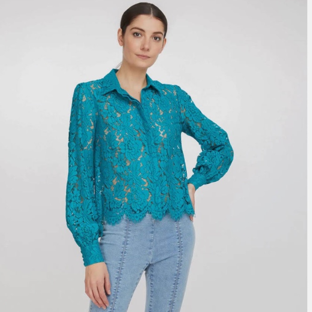 Generation Love Jada Button Down Lace Blouse in Jade Size XS, NEW WITH TAGS